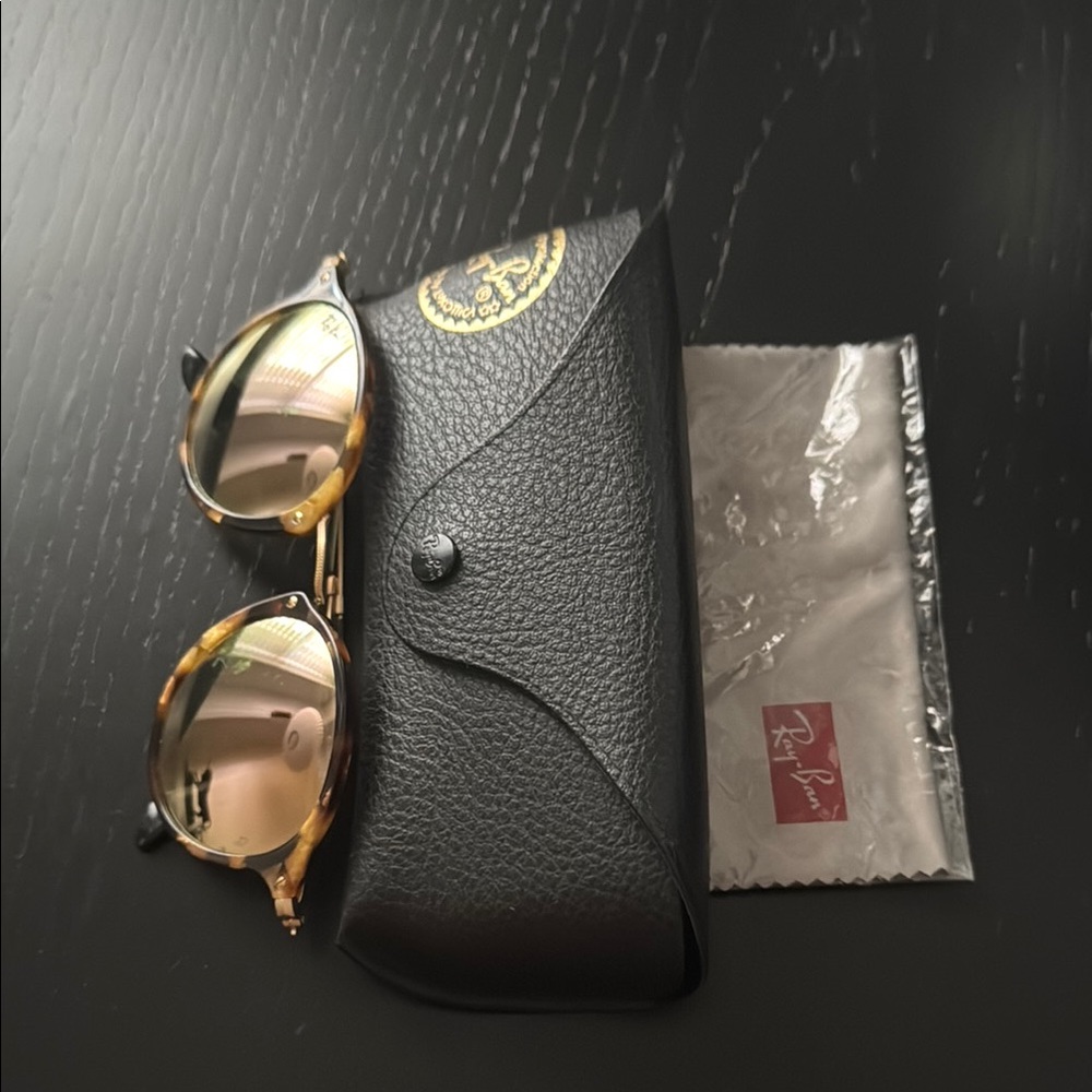 Ray-Ban Gold and Brown Sunglasses